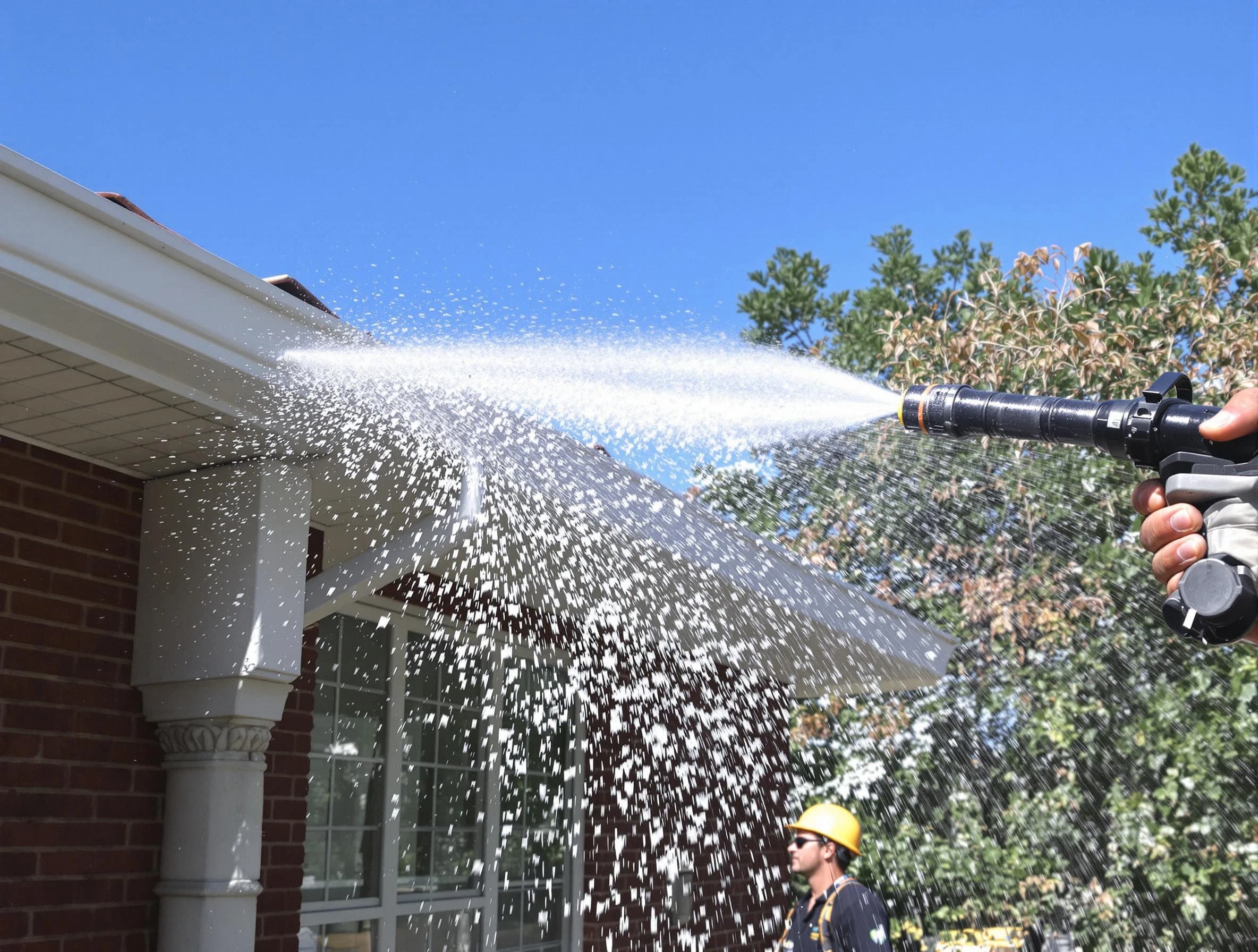 Cleared downspout by Mayfield Heights Roofing Company ensuring unrestricted flow in Mayfield Heights, OH