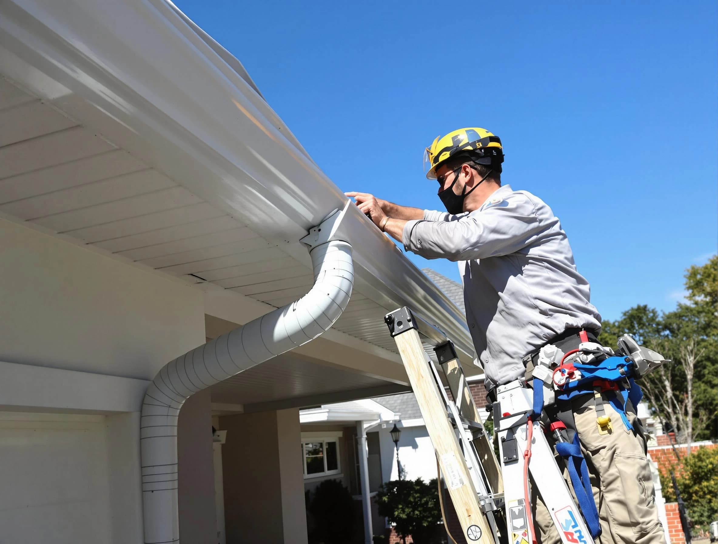 Close-up on a freshly sealed gutter joint by Mayfield Heights Roofing Company in Mayfield Heights, OH