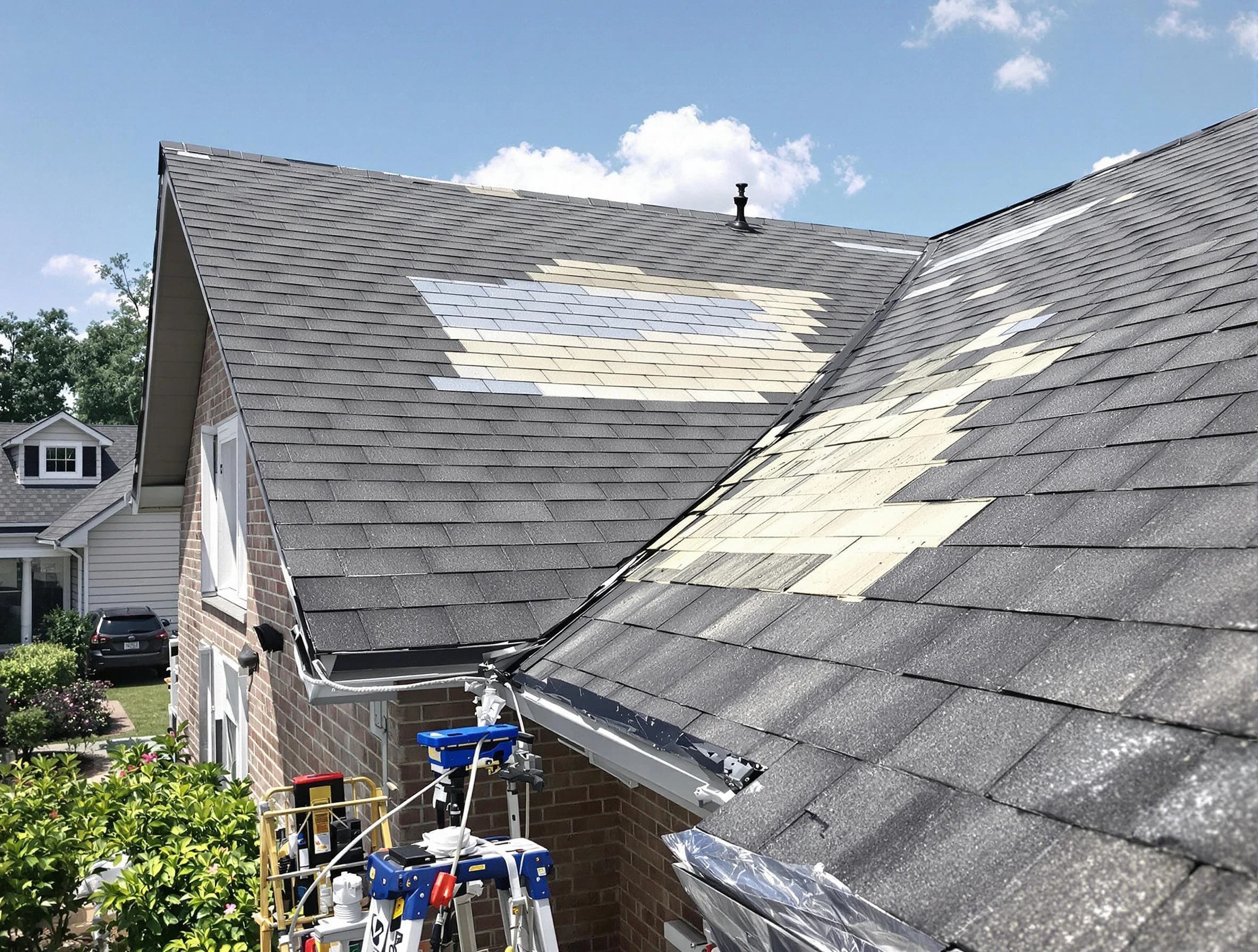 Close-up of roof repairs by Mayfield Heights Roofing Company in Mayfield Heights, OH