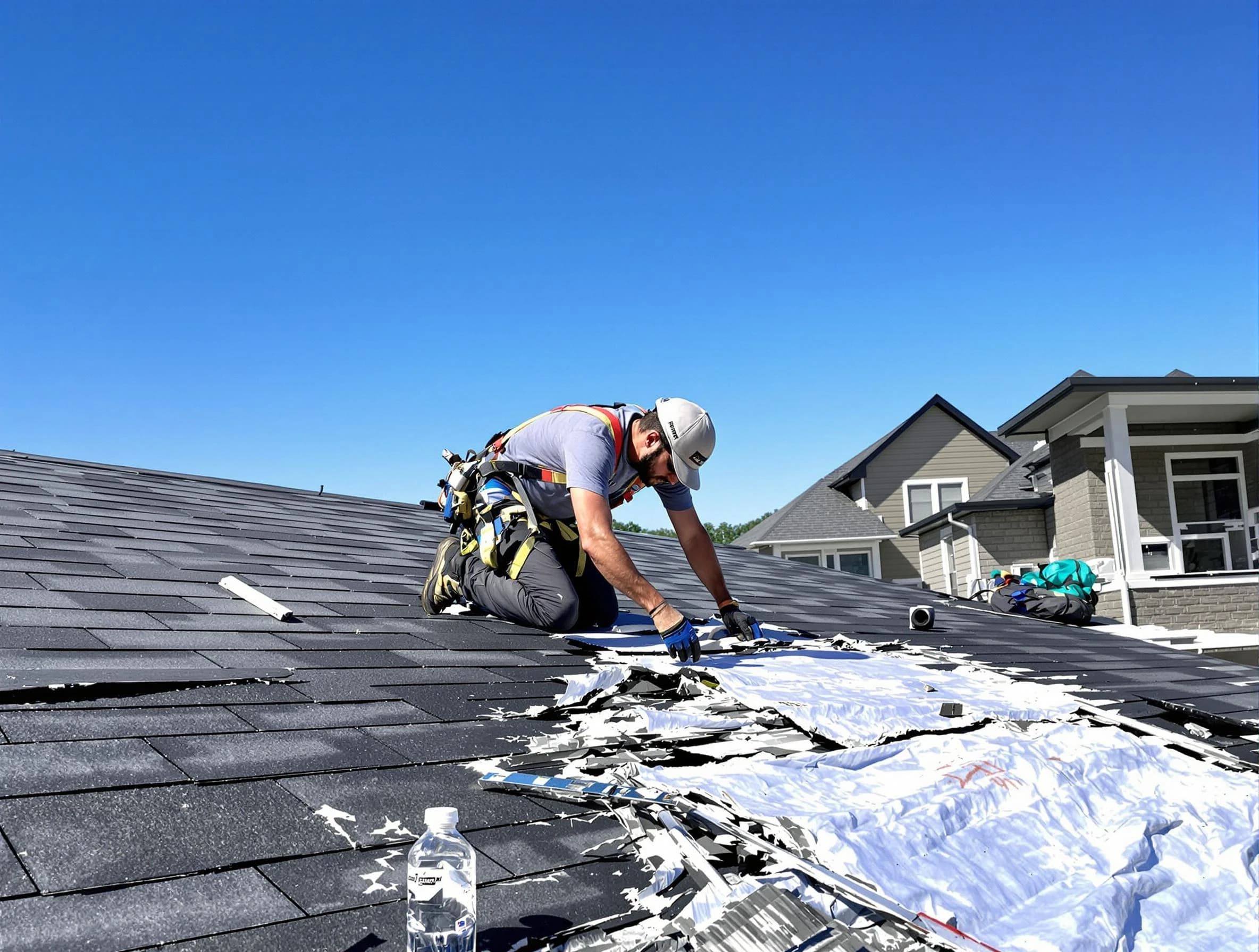 Mayfield Heights Roofing Company repairing a roof section in Mayfield Heights, OH