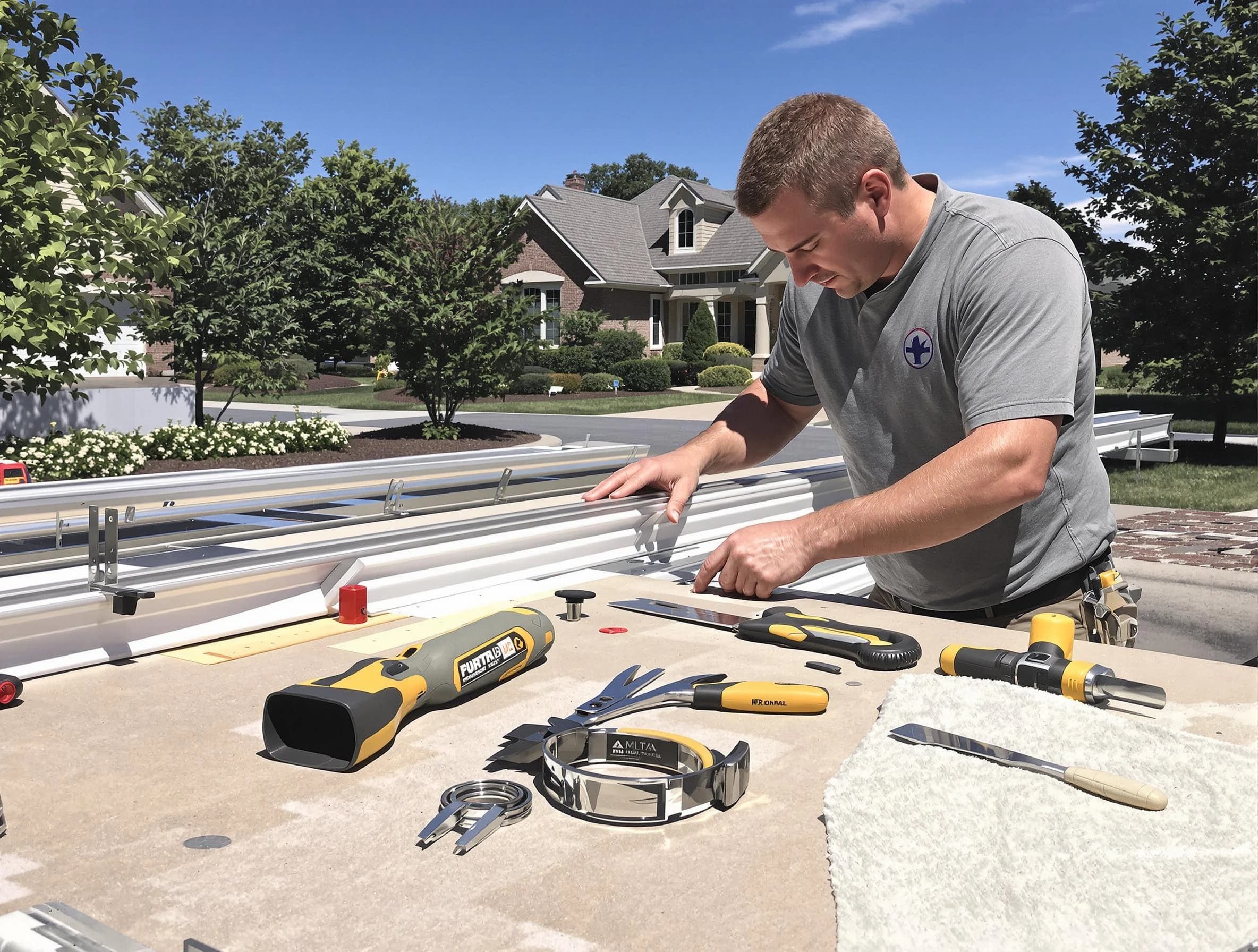 Freshly installed seamless gutter by Mayfield Heights Roofing Company in Mayfield Heights, OH