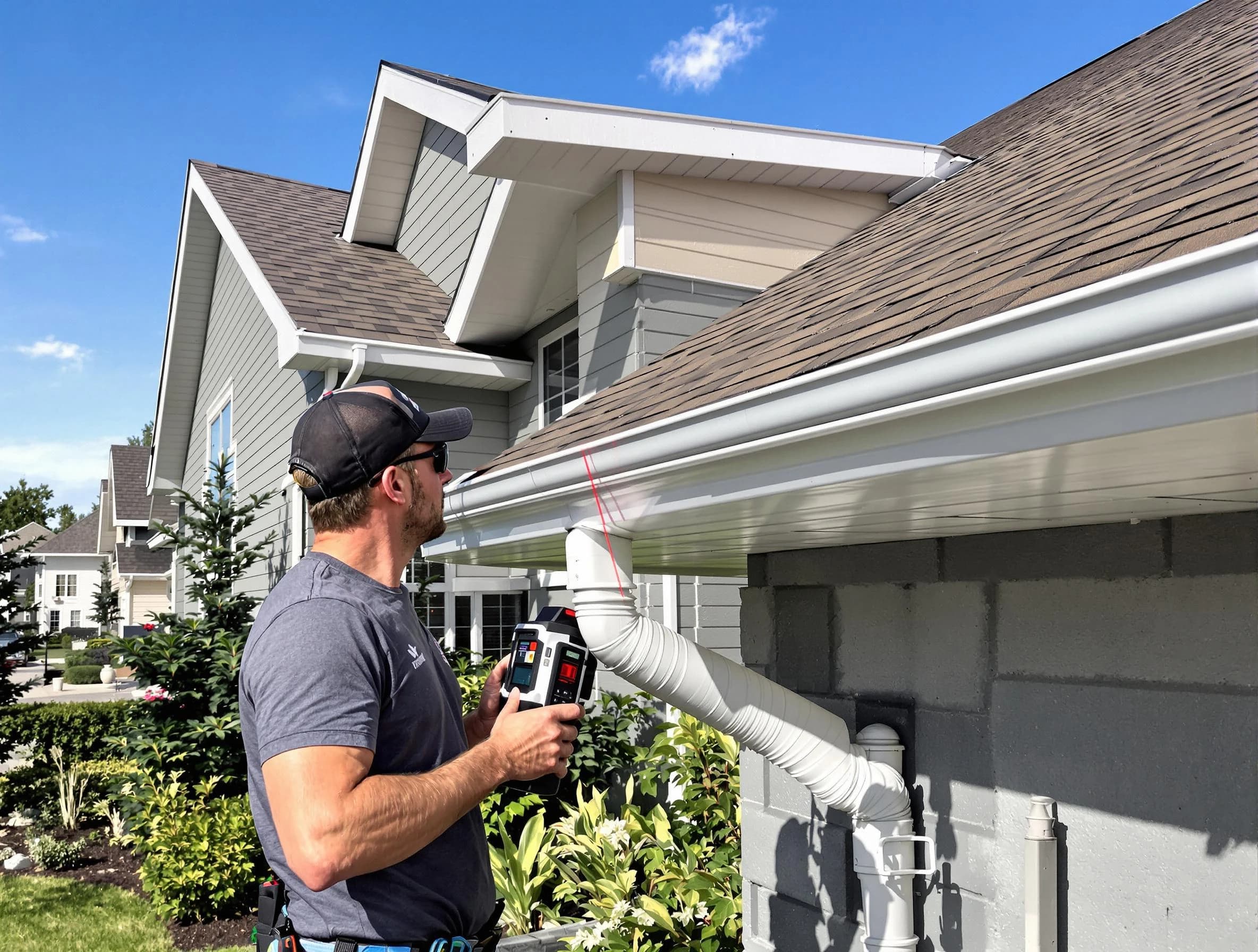 Mayfield Heights Roofing Company installing seamless gutters in Mayfield Heights, OH